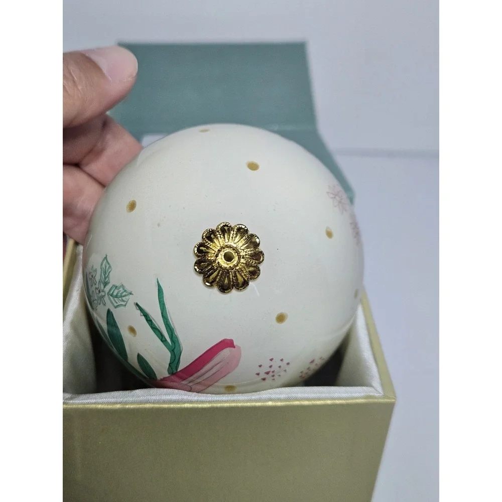 Pier 1 Li Bien Cardinal Bird Christmas Ornament Hand Painted Glass Ball Boxed